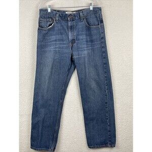 Levis 505 Men's Straight Leg Mid Rise Blue Jeans  W36xL28